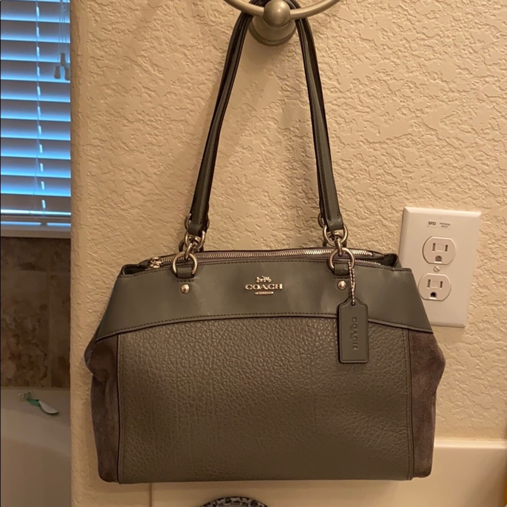 Gray Leather and Suade Coach Bag